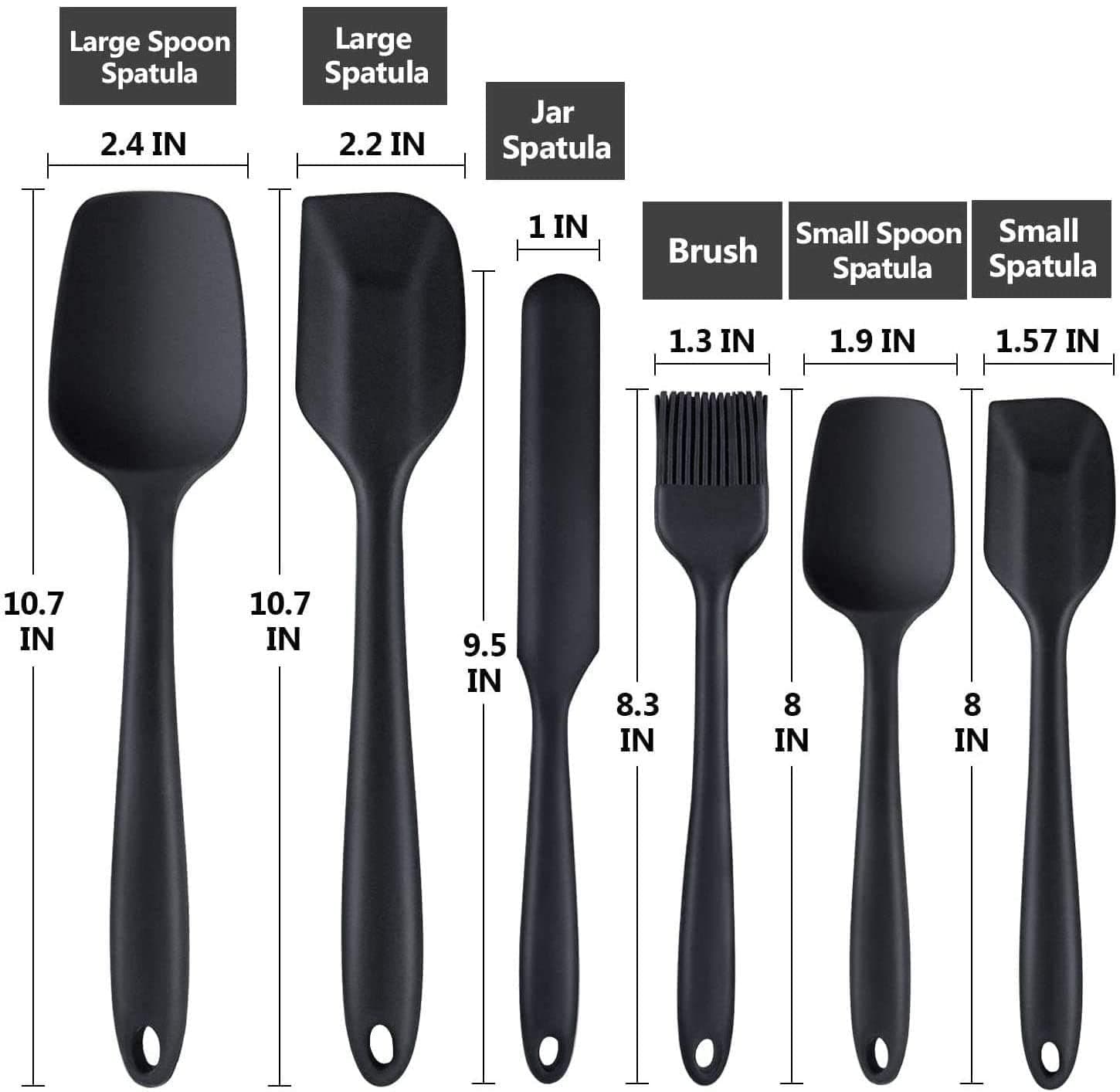 Bhadiyadi Black 6 Piece Silicone Spatula