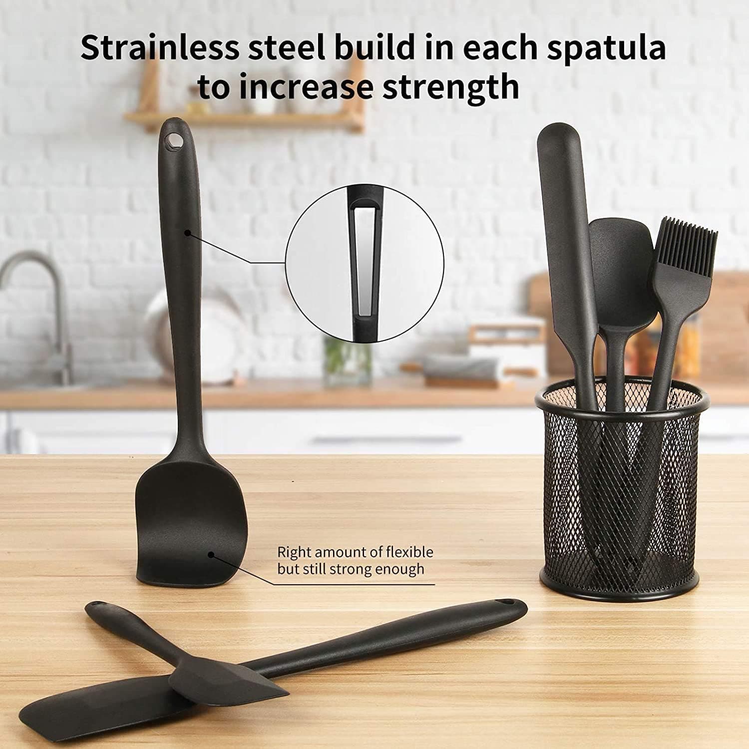 Bhadiyadi Black 6 Piece Silicone Spatula